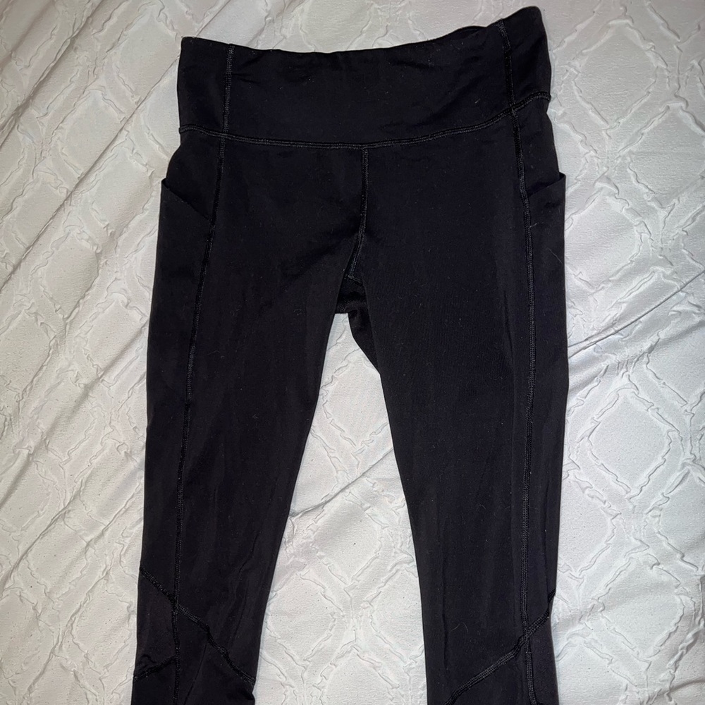 Cropped black Lululemon leggings. Size 4